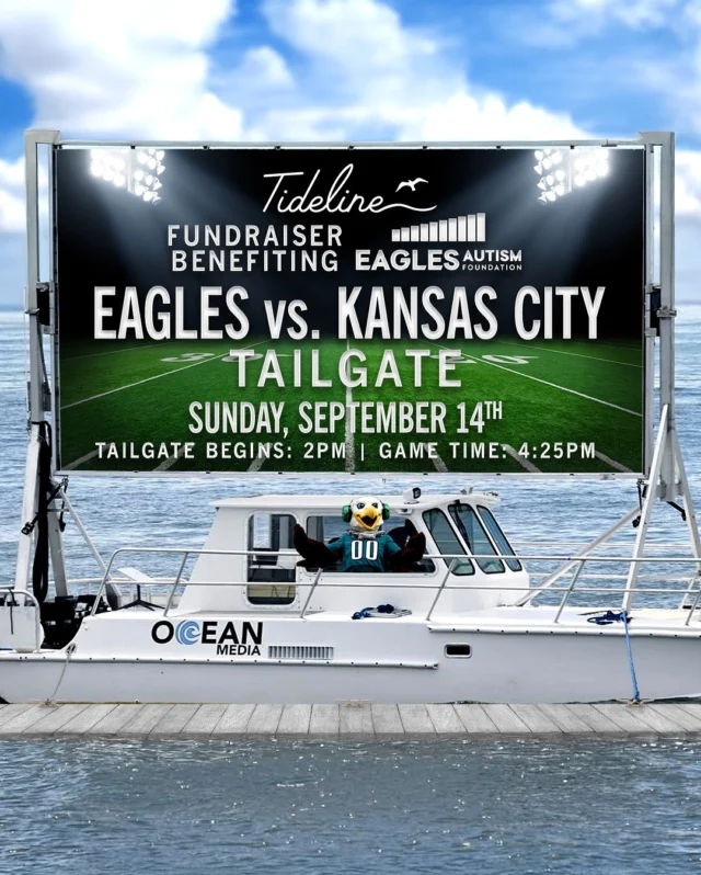 👏🏻The👏🏻Day👏🏻Is👏🏻Finally👏🏻Here👏🏻

🦅EAGLES vs. KANSAS CITY | Game Time: 4:25pm
Tailgate Begins At 2pm

🏈Sausage & Pepper Sandwiches + Philly Cheesesteaks + BBQ Chicken Quesadillas + Roast Pork Italiano Sandwiches + Pretzel Bites, Salt & Butter or Cinnamon Sugar & Butter by the one and only Chef Marsini

🎟️Wait until you see the Raffle Prizes! OMG

📺Big Screen Floating Cinema + 14 TVs

📣Swoop + the Eagles Cheerleaders

🩵This event is open to the public. Come out and support our Fundraiser Benefiting @eaglesautism 

🚤Transient boat slips are available 11:30am - 1pm. Early visitors must leave the dock by 1pm.

📍9317 Amherst Avenue, Margate

#tidelinemargate #philadelphiaeagles #eagles
